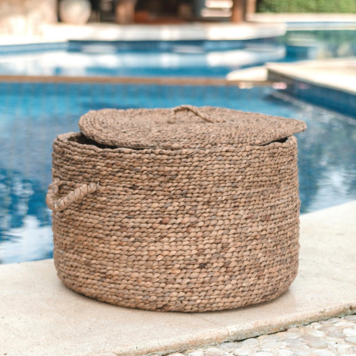 Wasmand met deksel 57x37 cm waterhyacint