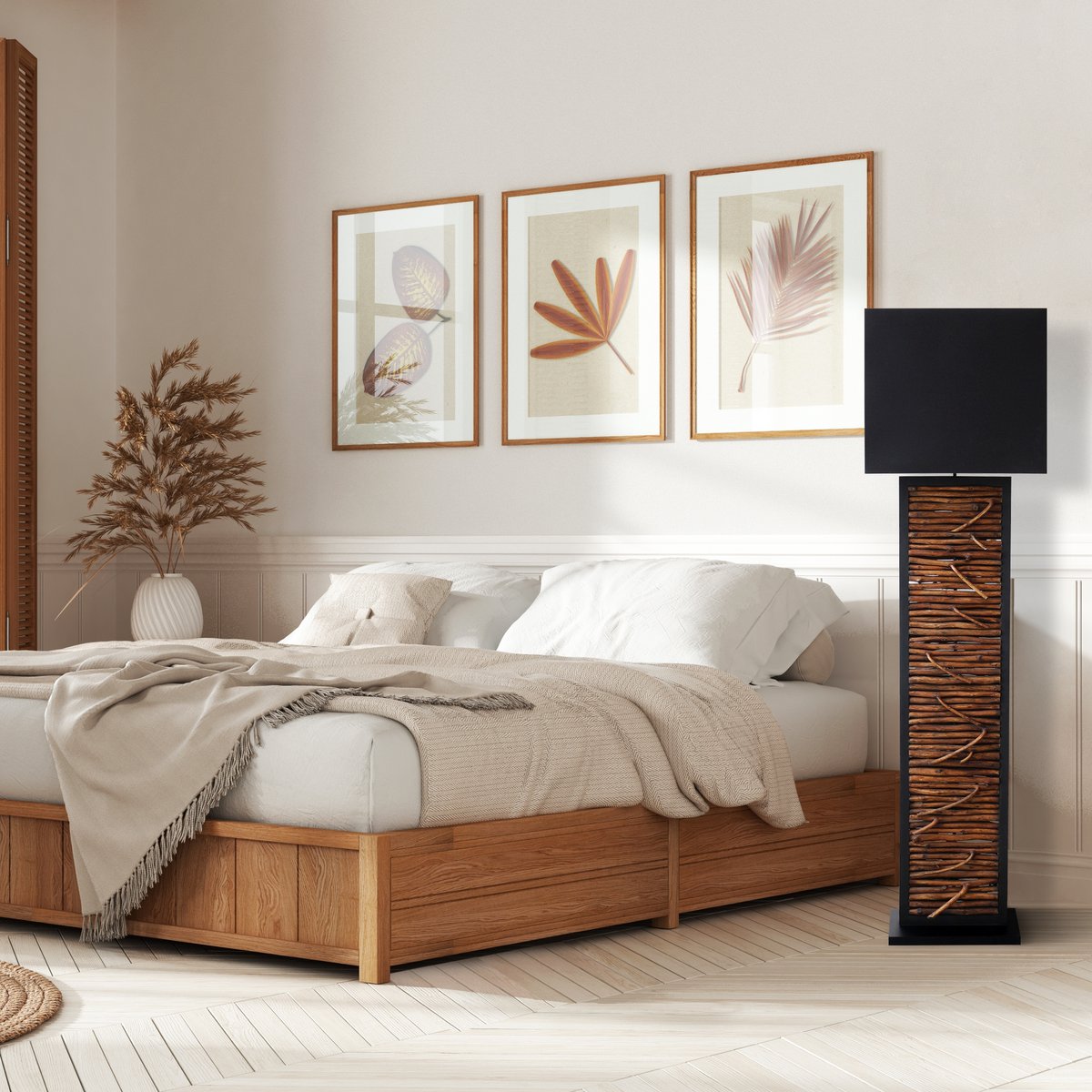 Vloerlamp drijfhout naturel zwart 163 cm