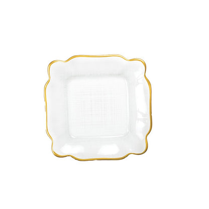 Glazen presentatieplaat 25x25x2 cm goud