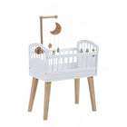 Poppenbed mobiel 24x6x31 cm hout wit