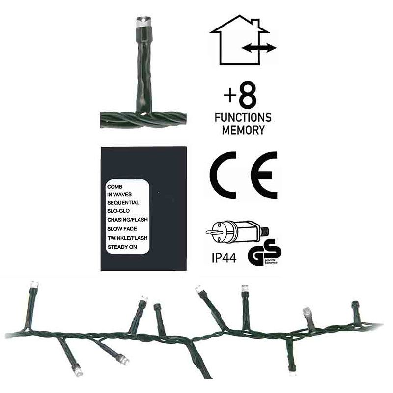 Micro Cluster 560 Led's - 11 Meter - Wit - 8 Functies + Geheugen