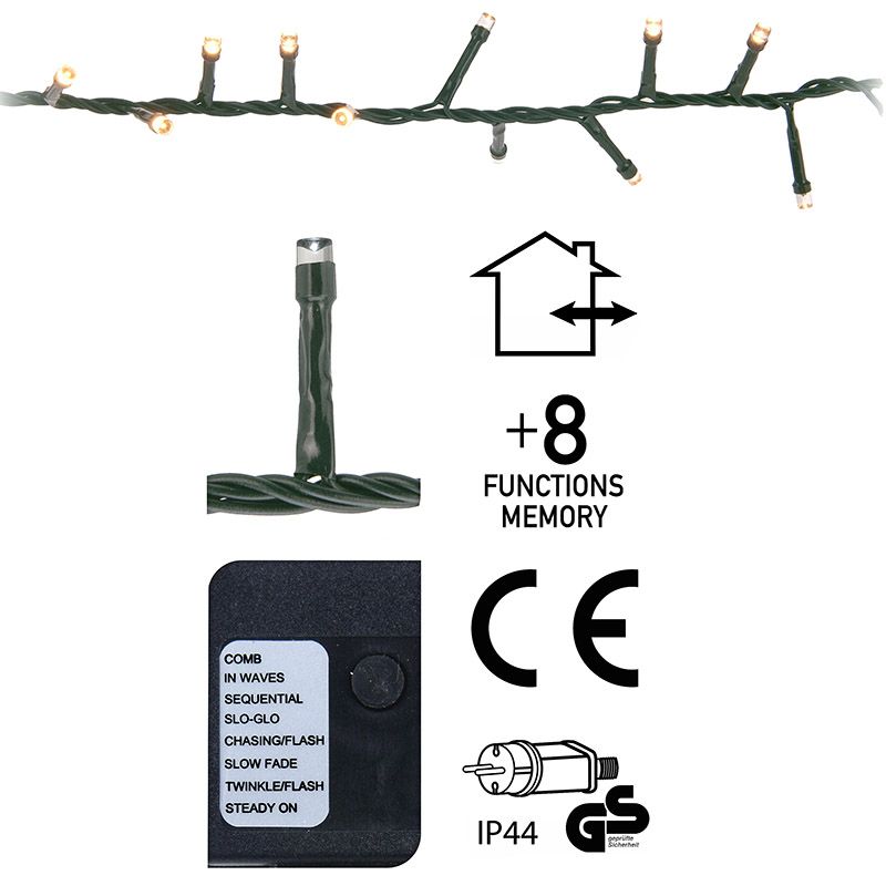 Micro Cluster 560 Led's - 11 Meter - Extra Warm Wit - 8 Functies + Geheugen