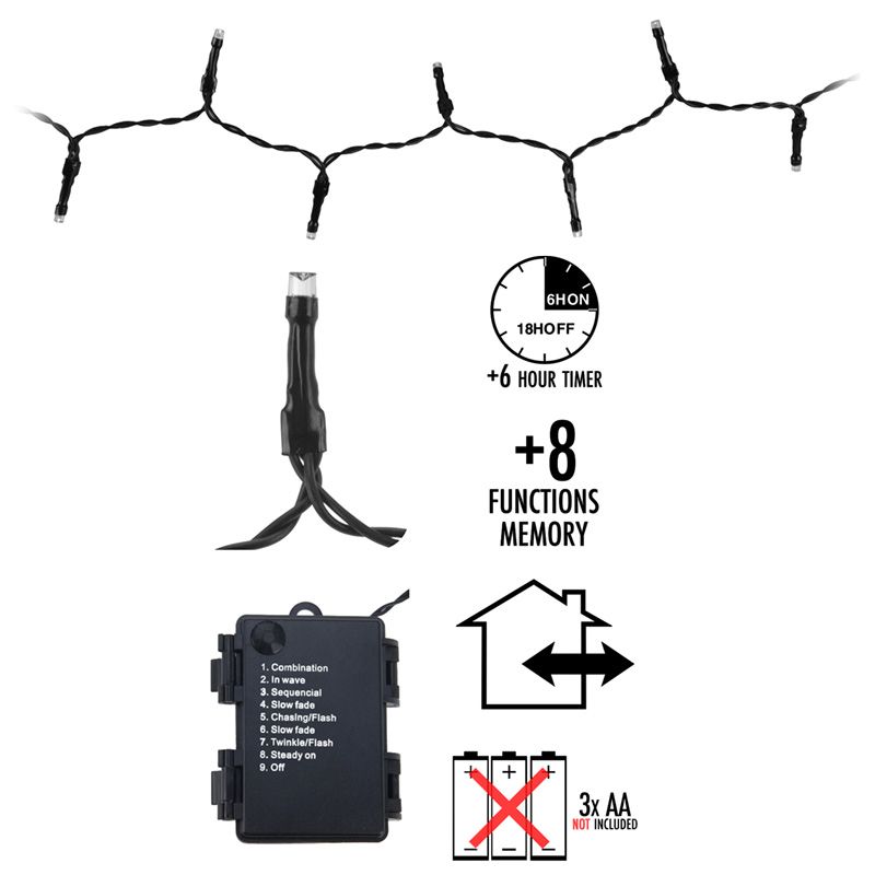 Led-Verlichting 192 Led's - Warm Wit - Op Batterij