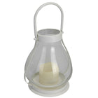 Lantaarn met LED-kaars 22/34 cm glas metaal