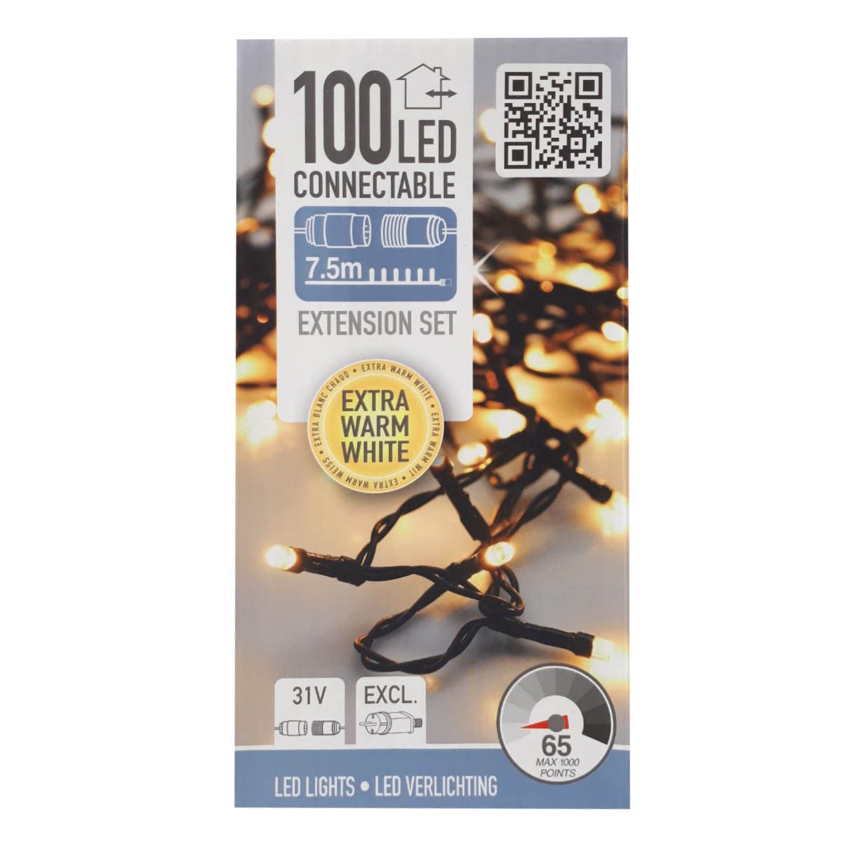 Decorativelighting Koppelbare Kerstverlichting - 100 Led - 7.5M - Extra Warm Wit