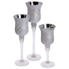 Set van 3 kandelaren glas verzilverd mat