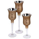 Kandelaren set van 3 glas mat verzilverd