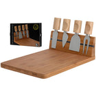 Kaasplank bamboe met 4 kaasmessen 30x20x8.5cm