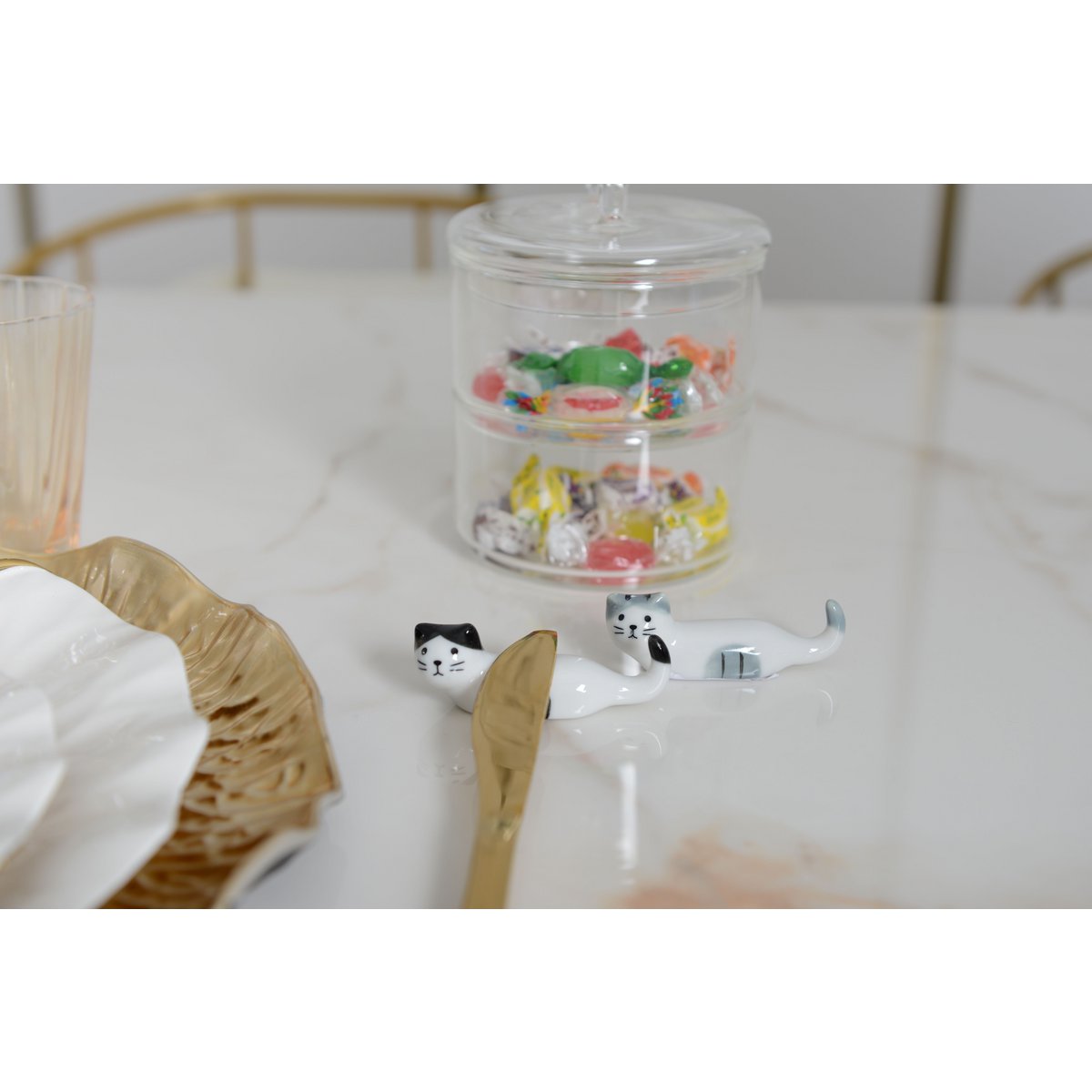 Porcelain cat skewer - lot of 6