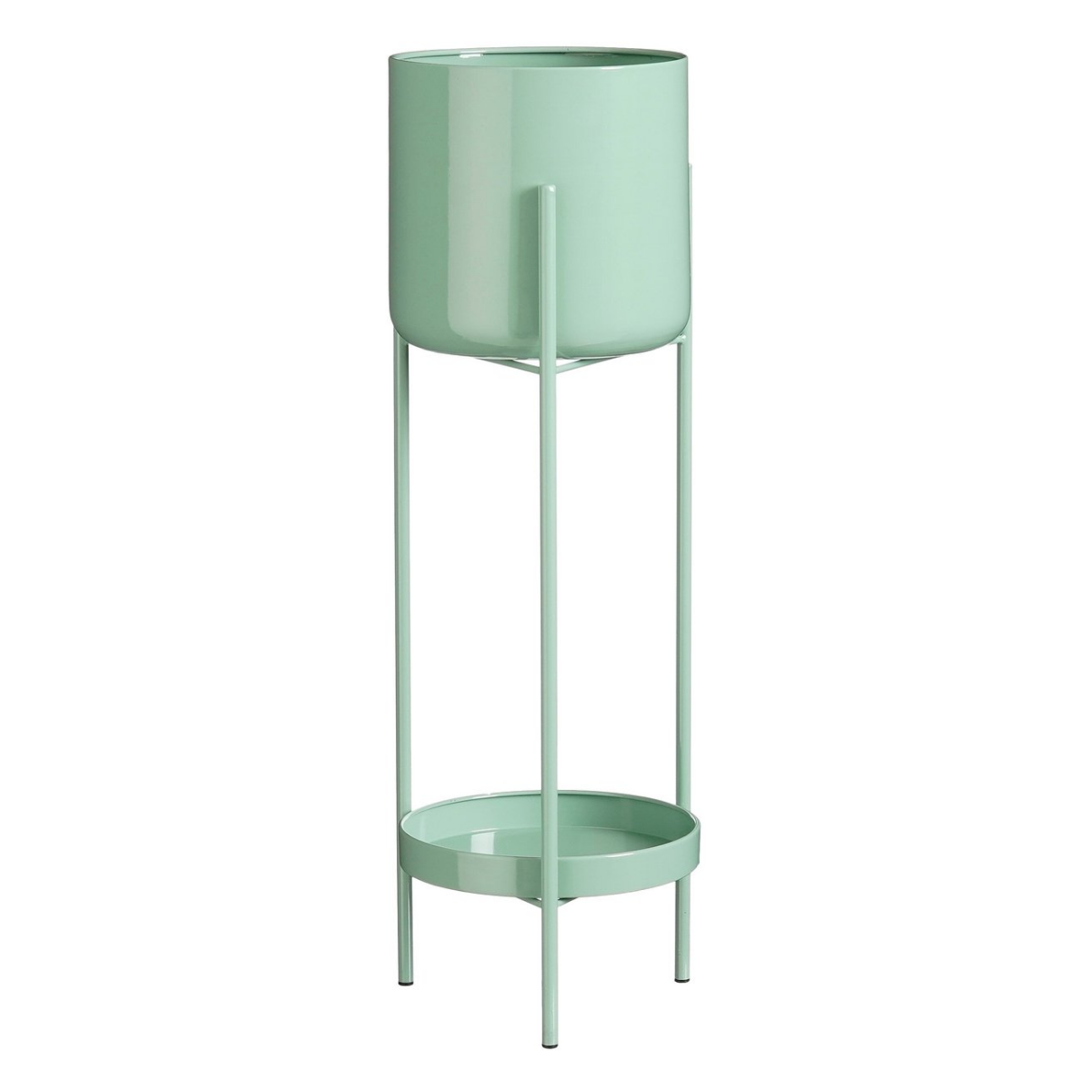 Bloempot met standaard 19x60 cm groen ijzer