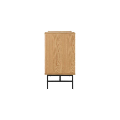 Dressoir 160 cm eikenhoutfineer zwart metaal
