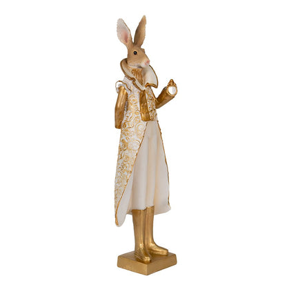 Rabbit Figurine 11x8x33 cm Gold-colored White Polyresin Home Decor