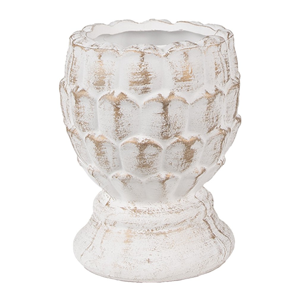 Flower Pot Ø 11x13 cm White Stone