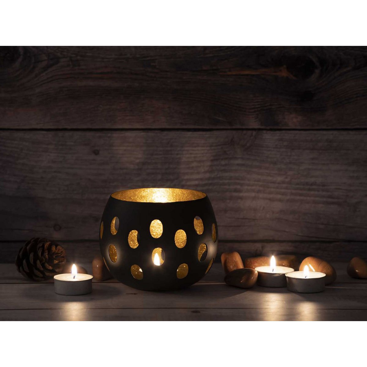 Tealight Holder 48-Delige Florina Sferische Kandelaar Zwart