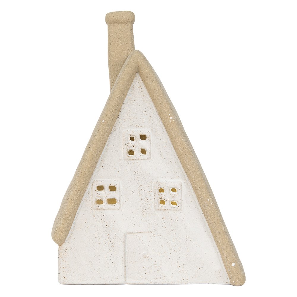 Decoration House with LED 9x7x13 cm Beige Ceramic