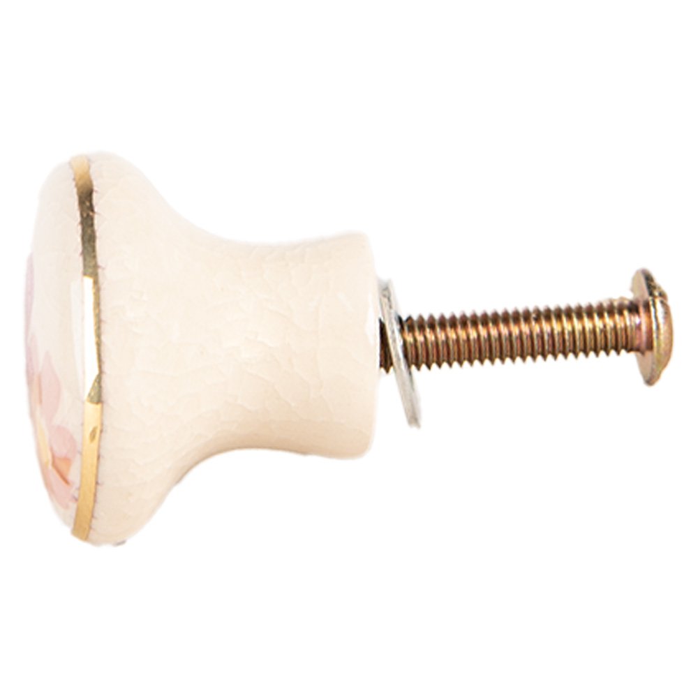Deurknop 3x3 cm beige keramiek