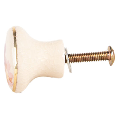 Deurknop 3x3 cm beige keramiek