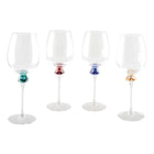 Wine Glasses with Diamond Base Four Colors Set of Four