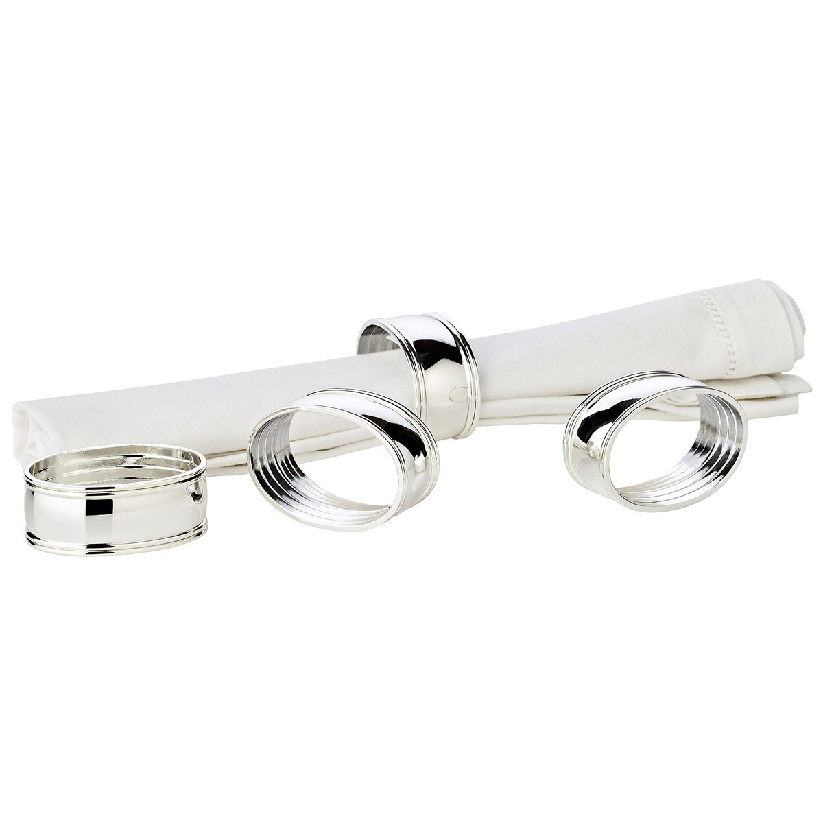 Servetringen set van 4 verzilverd 6 cm