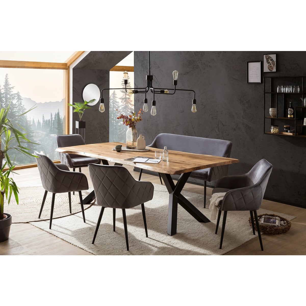 Eetkamerstoel grijs fluweel 61x60x85 cm