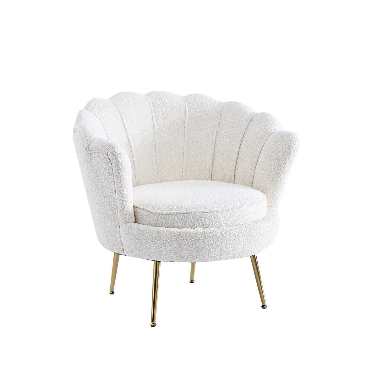Shell Armchair with Bouclé Fabric