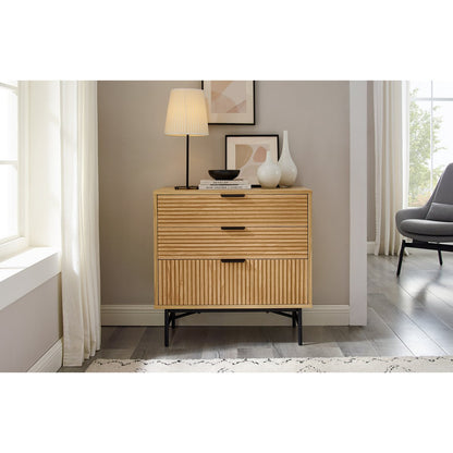 Chest of drawers 80 cm oak real wood veneer
