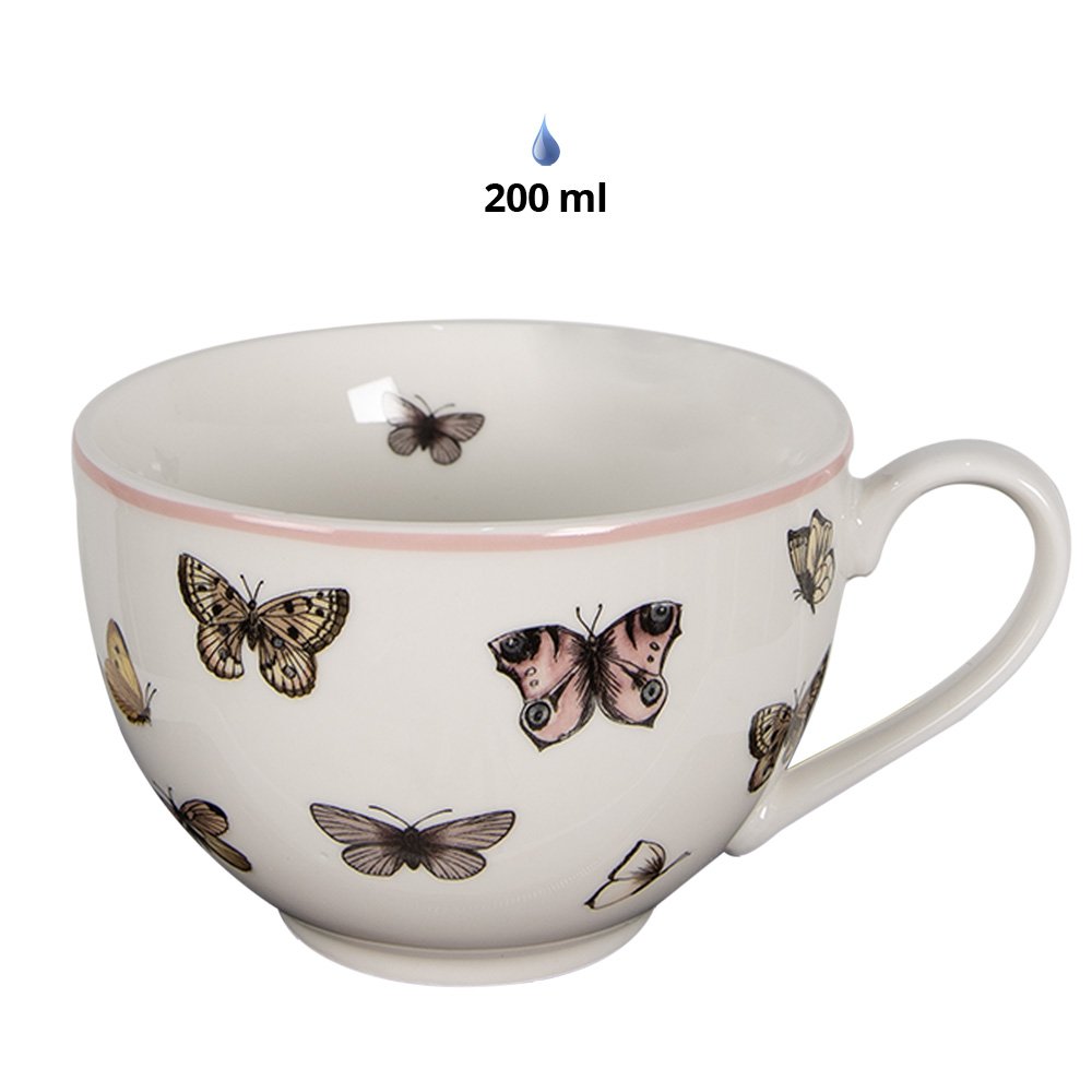 Kop en schotel 200 ml porselein wit roze