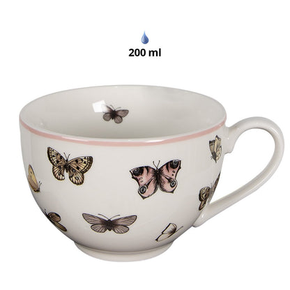 Kop en schotel 200 ml porselein wit roze