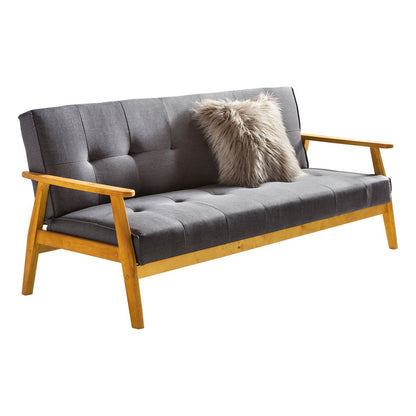 Slaapbank 190x85x81 cm donkergrijs geweven stof eucalyptus
