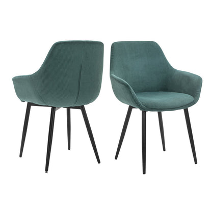 Fauteuil corduroy groen set 2 stuks