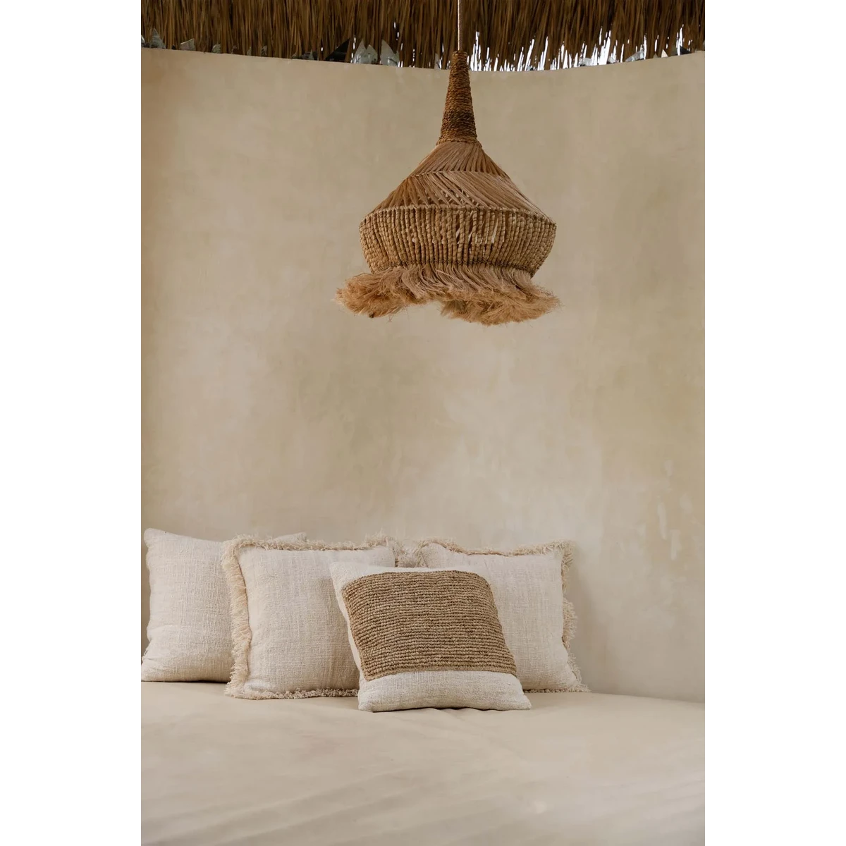 Hippie Tipi Pendant Natural L Abaca Grass Boho Interior
