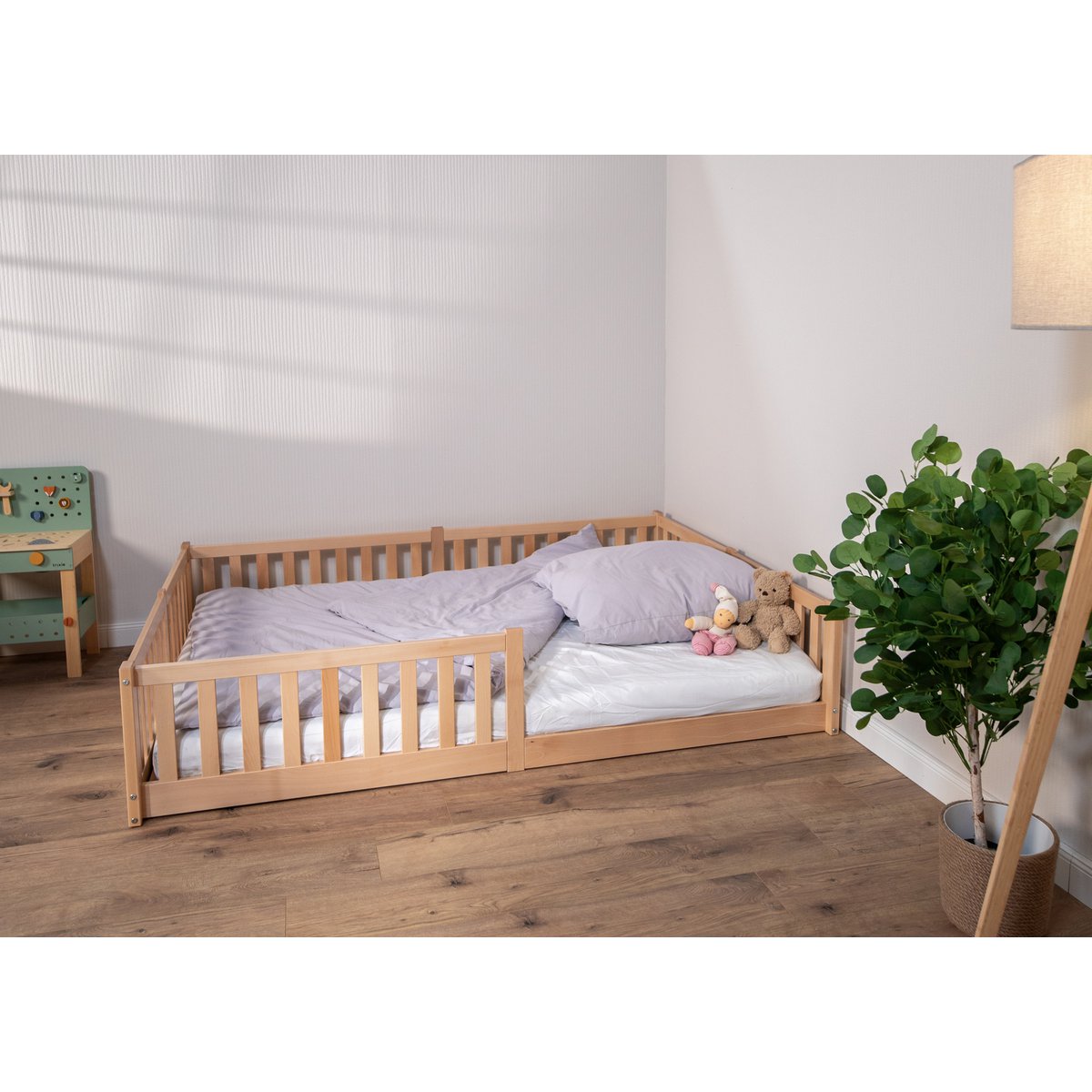 Tissi® vloerbed / huisbed Enno 90x200 cm Beech Nature incl. Opt. Dak