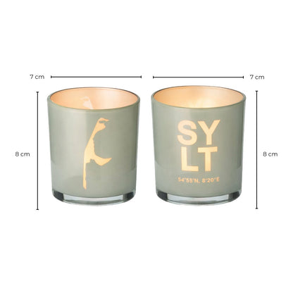 Theelichtglaasjes 2 stuks 8 cm grijs glas