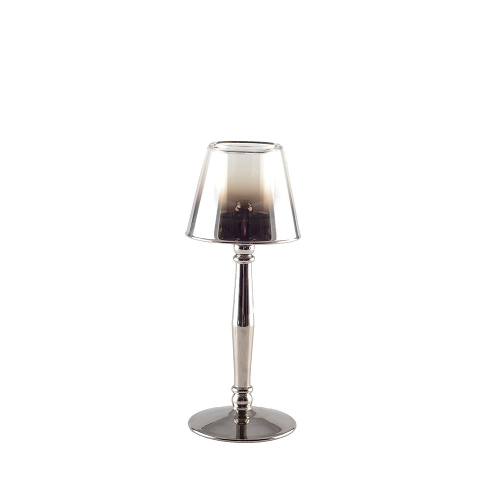SILVER CANDLE HOLDER 9.5X9.5X22.5CM