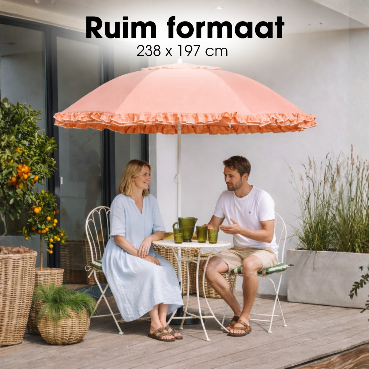 Parasol 195 cm perzik