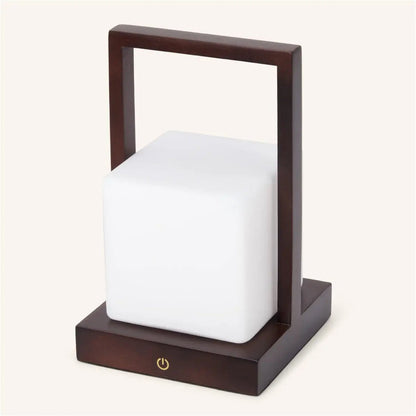 Tafellamp Noah donkerbruin rubberwood matglas 16x25 cm