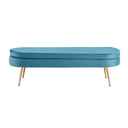 Poef ovaal 142x45x41 cm blauw metaal