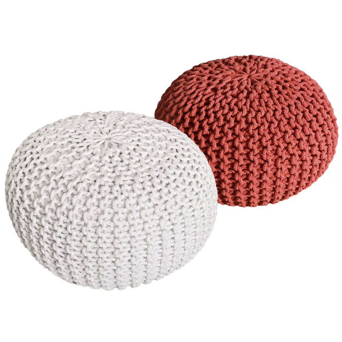 Poef set 2 stuks Ø55x37 cm grofgebreid