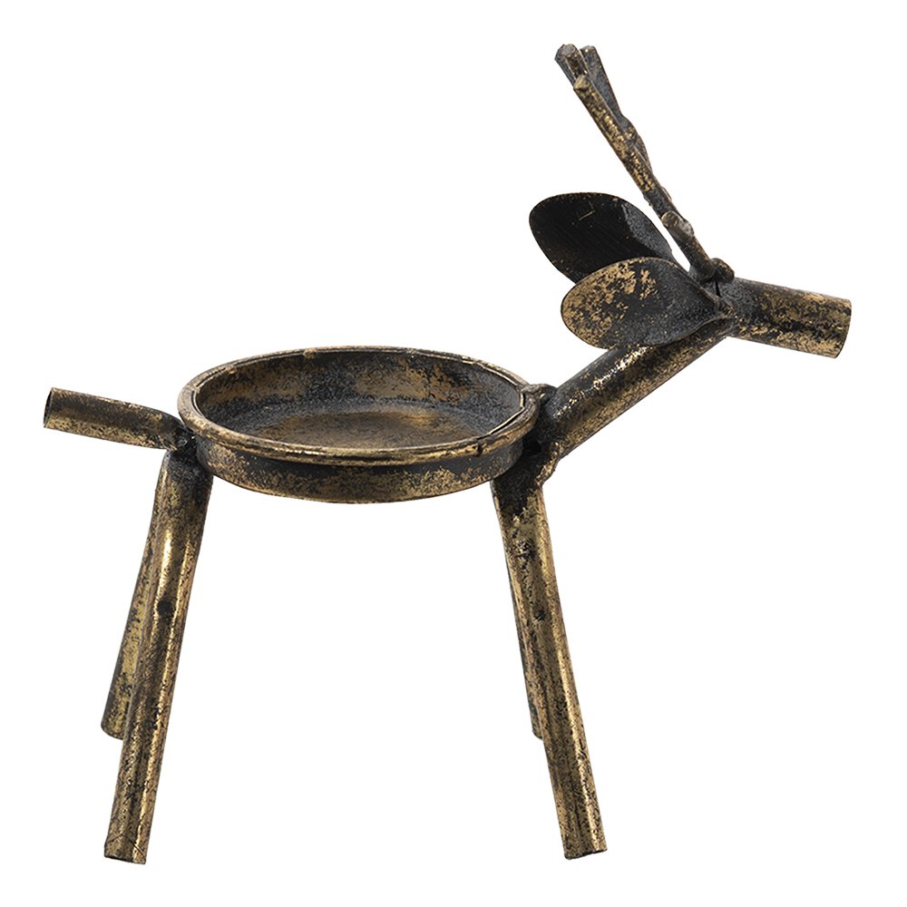 Kandelaar rendier 16x8x16 cm koperkleurig metaal