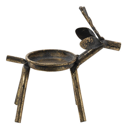 Kandelaar rendier 16x8x16 cm koperkleurig metaal
