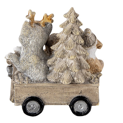 Dierenbeeld 9x7x11 cm grijs beige polyresin