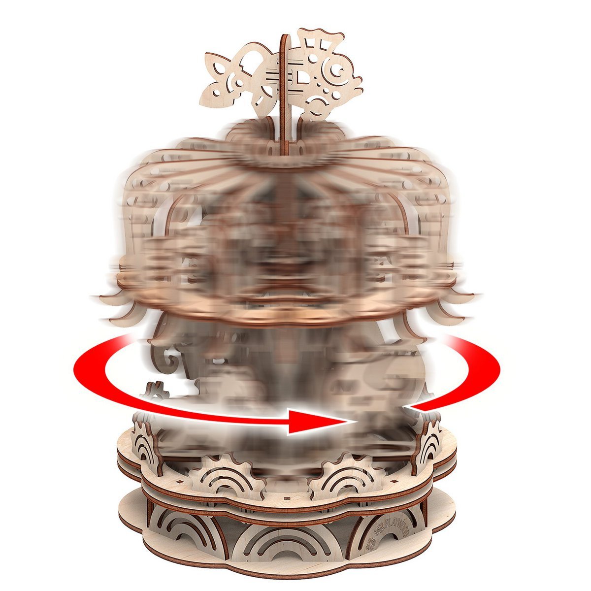 Houten 3D puzzel carrousel 25x25x32 cm