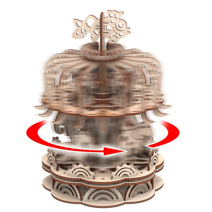 Houten 3D puzzel carrousel 25x25x32 cm