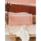"Apricot" soft velvet bolster with fringe