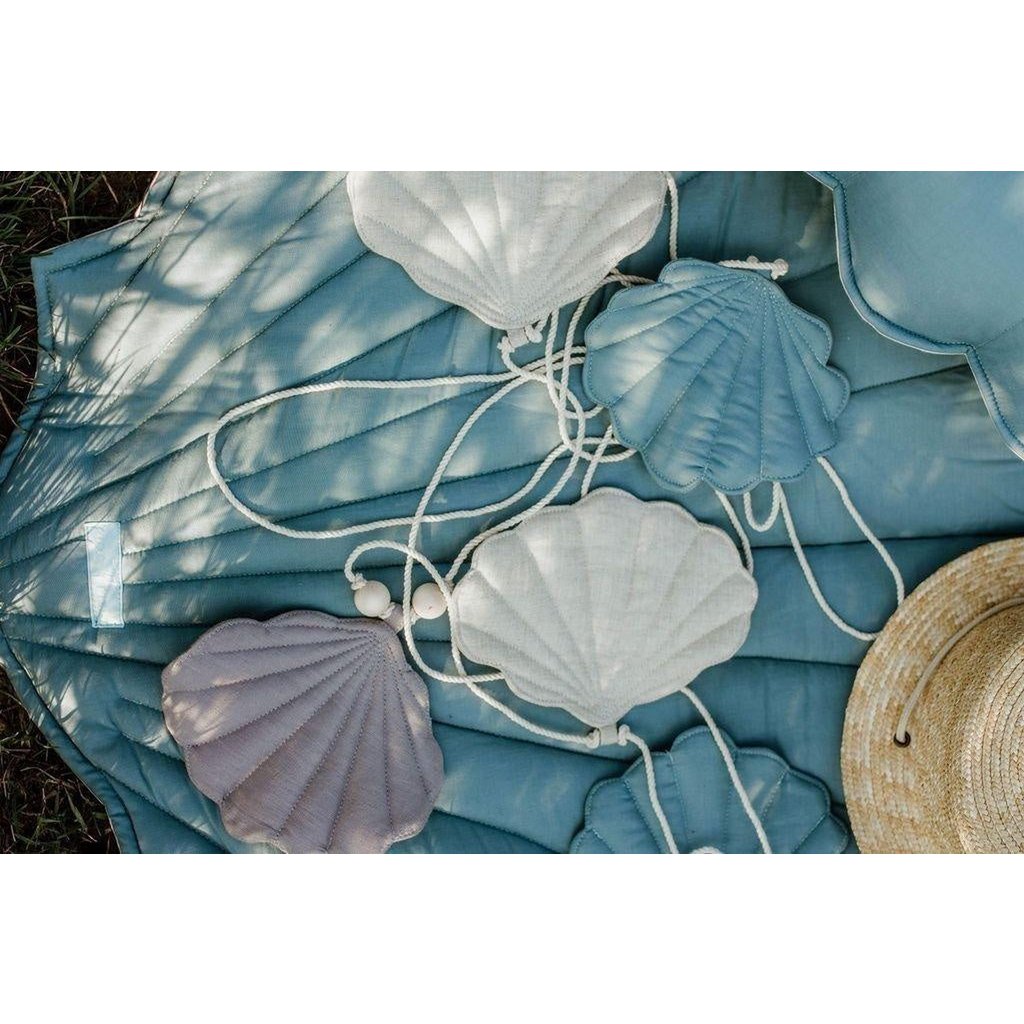 "Dirty Blue" Linnen Slinger met Schelpen