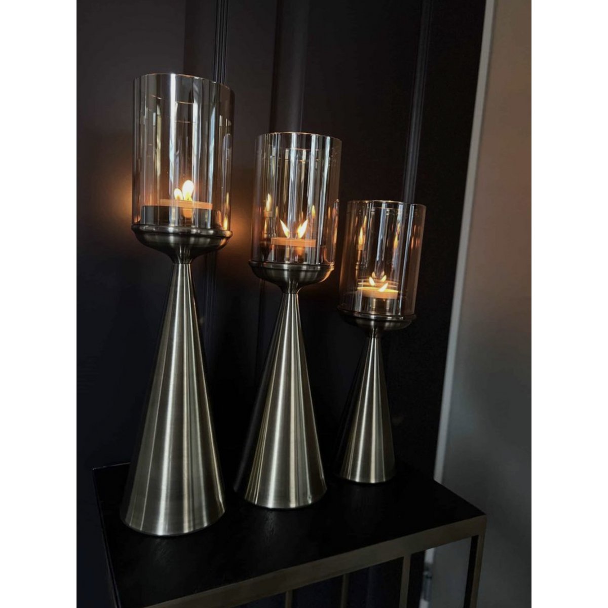 Kandelaar glas goud 50 cm