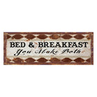 Text Sign 36x13 cm Brown White Iron Wall Plaque