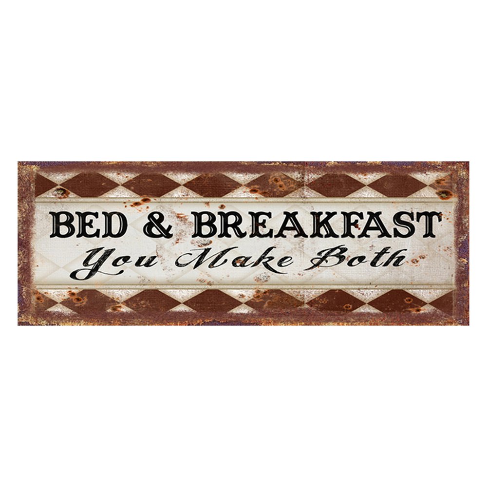 Text Sign 36x13 cm Brown White Iron Wall Plaque