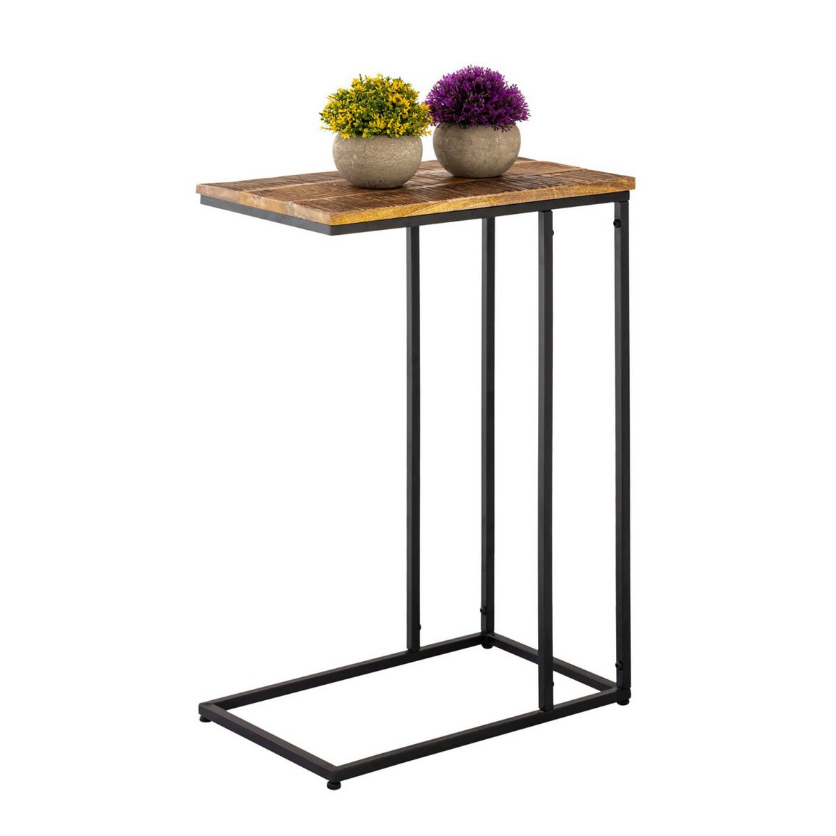 Bijzettafel Laptisch Hout 25x60x40 Duurzaam Metalen Frame