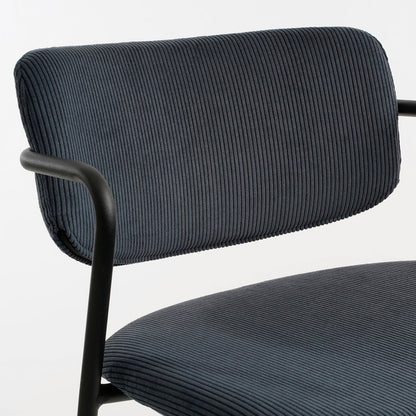 Barkruk Nanet 91 cm donkerblauw ribstof metaal